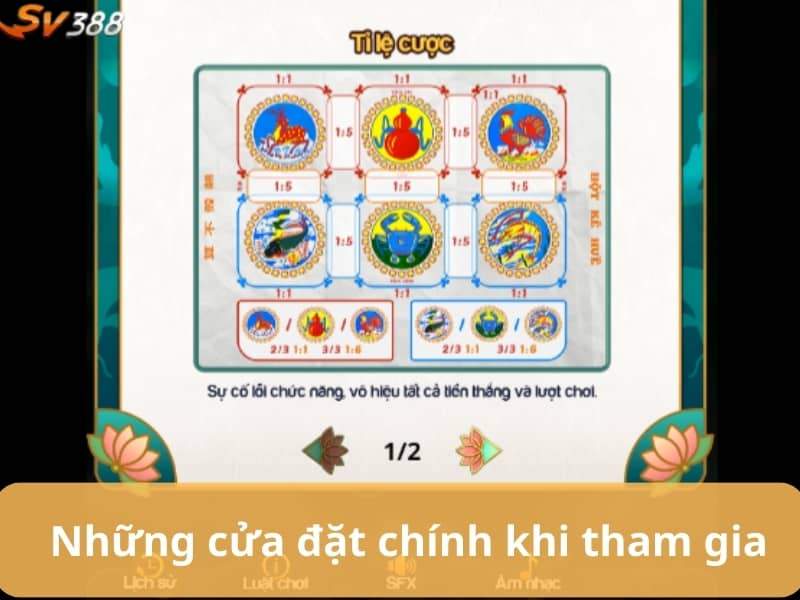 Các linh vật đặt cược trong game Bầu Cua Cá Cọp
