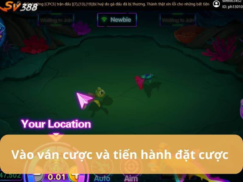 Vào ván chơi và tiến hành bắn cá