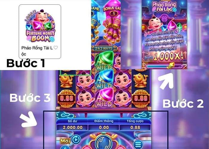 Các bước tham gia Pháo Rồng Tài Lộc SV388