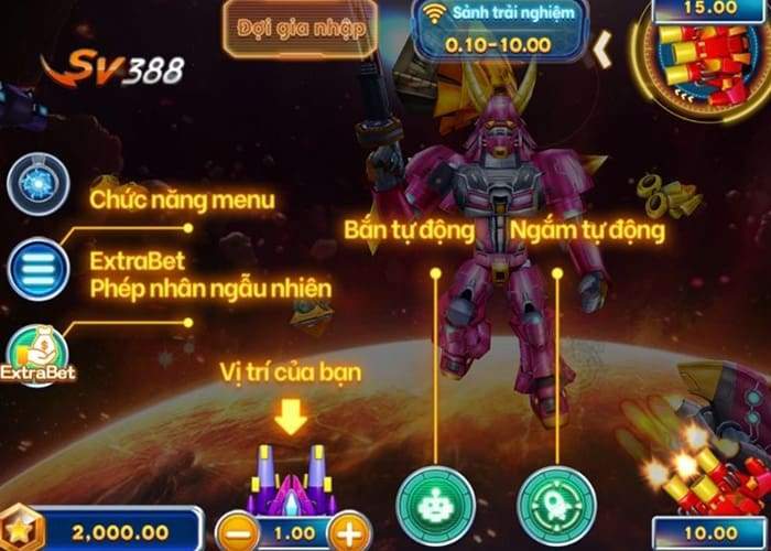 Các nút chức năng trong Bắn Cá Vũ Trụ tại SV388