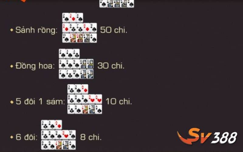 Bảng thưởng khi thắng trong game bài mậu binh online